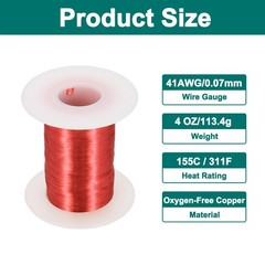 41 AWG Magnet Wire 41 Gauge 4 oz Enameled Copper Wire 155C(311F) Red White