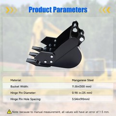 11.8in Digging Bucket Attachments for Mini Excavator, 300mm Trench Buckets wi…