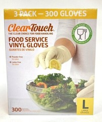 300 ClearTouch Food Service Vinyl Gloves Size L New Sealed Powder & Latex Free