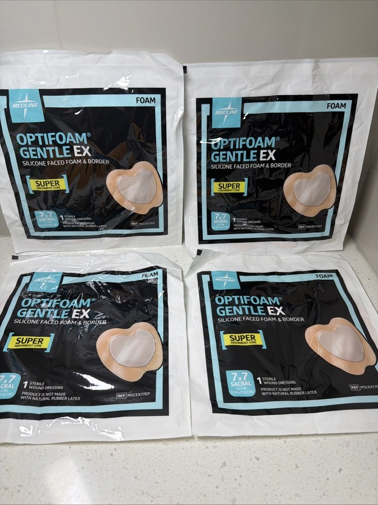 Medline Optifoam Gentle EX Silicone Faced Foam Dressing 7×7 Sacral (4 dressings)
