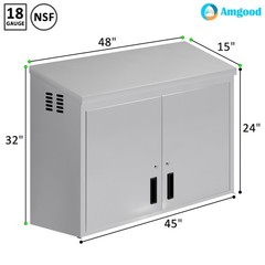 48 in. x 15 in. Stainless Steel Slope Top Wall Cabinet