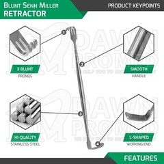 2 Pcs Senn Miller Retractors Sharp & Blunt 6 3/8″ Double Ended Dermatology Set