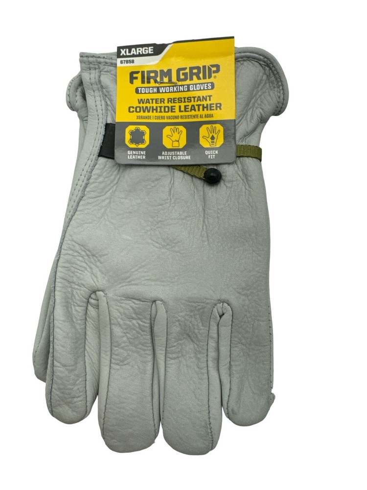 Firm Grip Work Gloves Cowhide Water Resistant Leather X-Large 67858 New