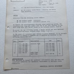 1978 Massey Ferguson MF 300 Crawler Loader/Dozer ICM Service Bulletin