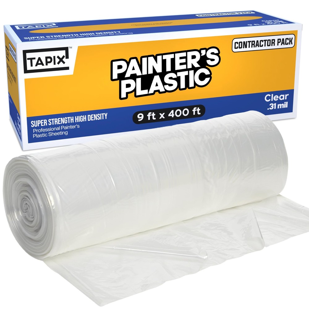 Painter’s Plastic Film, 400′ Length x 9′ Width High, High Density Painters Pl…