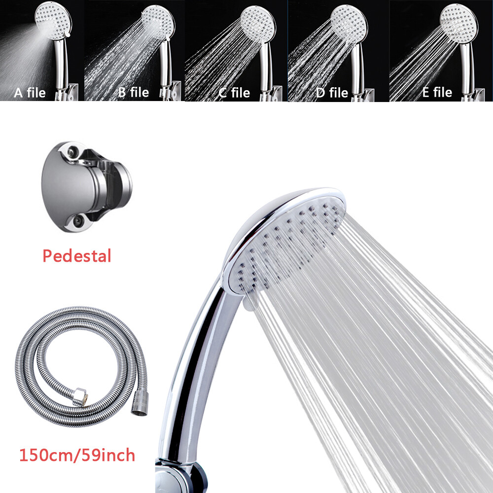 5 In 1 High Pressure Shower Head Hand Held Bathroom 5 Spray Settings with Hose