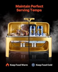 Gold 9QT Roll Top Chafing Dish Buffet Set Stainless Steel with Fuel Holder Hotel