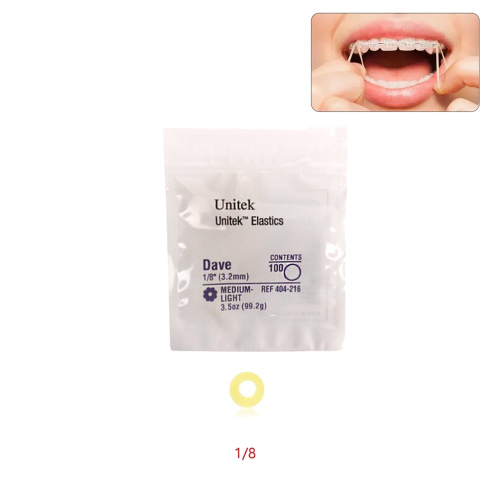 100Pcs/Bag Dental Elastics Orthodontic Rubber Bands Medium Light 3.5 OZ