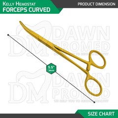 6 Pcs Kelly Hemostat Forceps 5.5″ Curved Full Gold Surgical Instruments Set