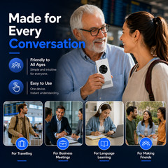 ENENCE PRO | Language Translator Device, Two Way Real-Time Voice Translation