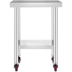 Rolling Stainless Steel Top Kitchen Work Table Cart + Casters Shelving 18″x24″