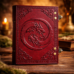 Vintage Dragon Diary Handmade 5×7 Leather Journal Double Lock Unlined B1G1