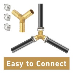 2Pcs 3/8Inch 3 Way Brass Hose Barb, Y Shape Brass Barb Connector Fitting with…