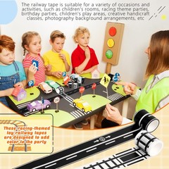 10 Rolls Kids Road Tape Set Highway Road Tape Traffic Track Railway Tape Blac…