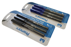 6 PENS Promarx® ULTRA FINE PENS PRECISE AND VIVID LINES BLACK & BLUE INK 0.5mm