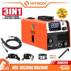 HITBOX 3IN1 MIG WELDER 110V Lift-TIG MMA GASLESS IGBT INVERTER MIG WELDER 200A