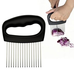 Wooyee Extra-Large Onion Holder for Slicing, Cutter 16 Needles, Black