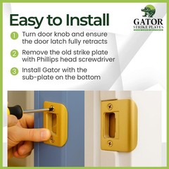 Gator Door Strike Plate with Screws, – 2-1/4″ by 1-3/4″ Universal Latch Re