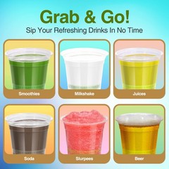 Eco Compostable Plant-Based Clear Plastic Cups 12oz Thick, Reusable, Disposab…