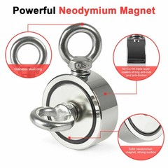 800 1300LB Neodymium Fishing Magnets Pulling Force Super Strong Round Rare Earth