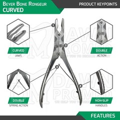 Beyer Bone Rongeur Curved 3.5mm Bite 7″ Double Action Orthopedic Instruments