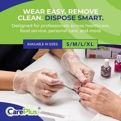 CARE PLUS Vinyl Gloves Clear Medium Size 200 Count | Heavy Duty, NonSterile, …