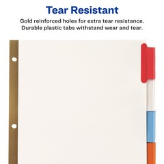 Avery 5-Tab Binder Dividers, Insertable Multicolor Big Tabs, 1 Set (11121)