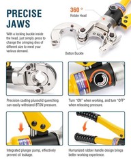 Hydraulic Copper Tube Fittings Crimping Tool Kit for PEX Pipe, 1/2″-1″ Press Pli