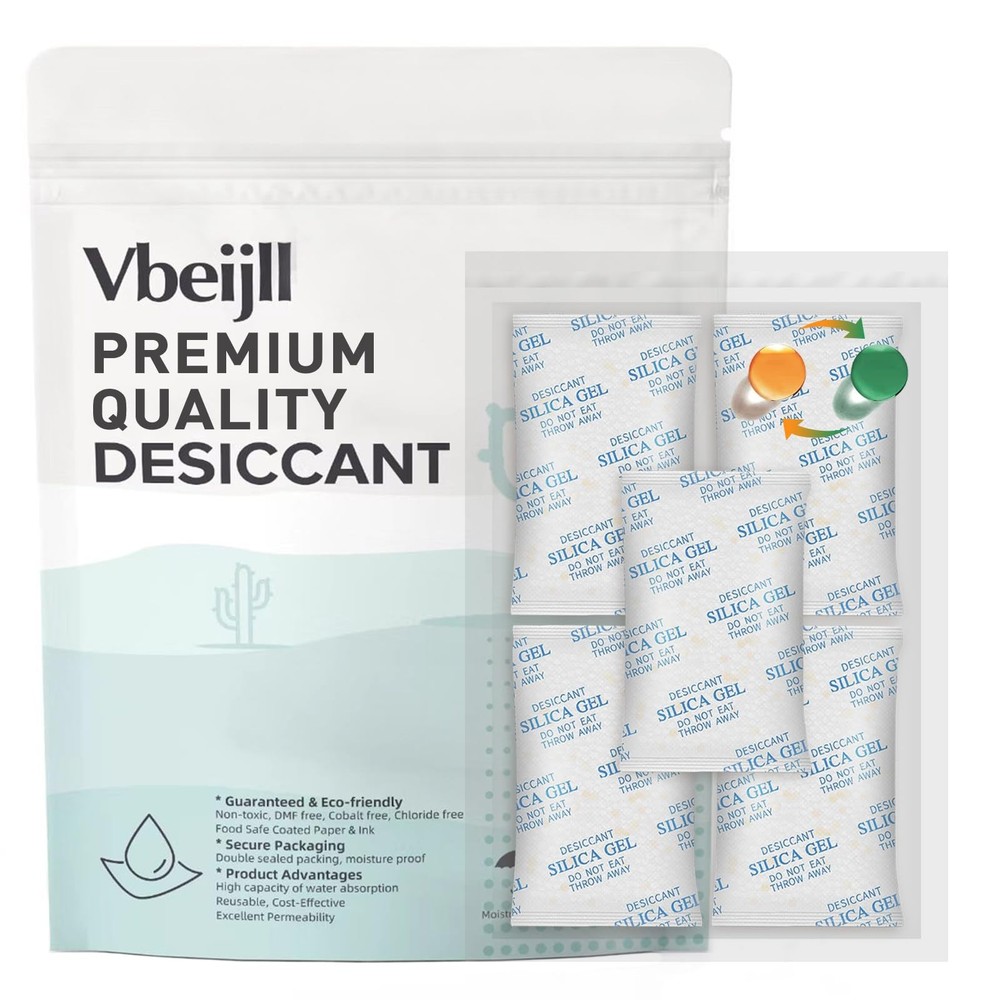 2 Gram (50 Pack) Color-Indicating Silica Gel Packets, Each 5 Pack 2