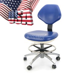 Dental Medical Doctor Assistant Stool Adjustable Height PU Leather Chair Blue