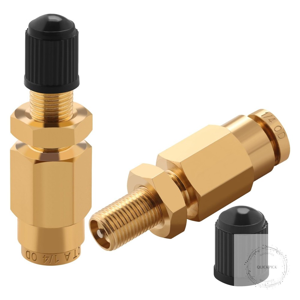1/4″ Inflation Schrader Valve with Push to Connect for 1/4″ OD Air Line Tubing