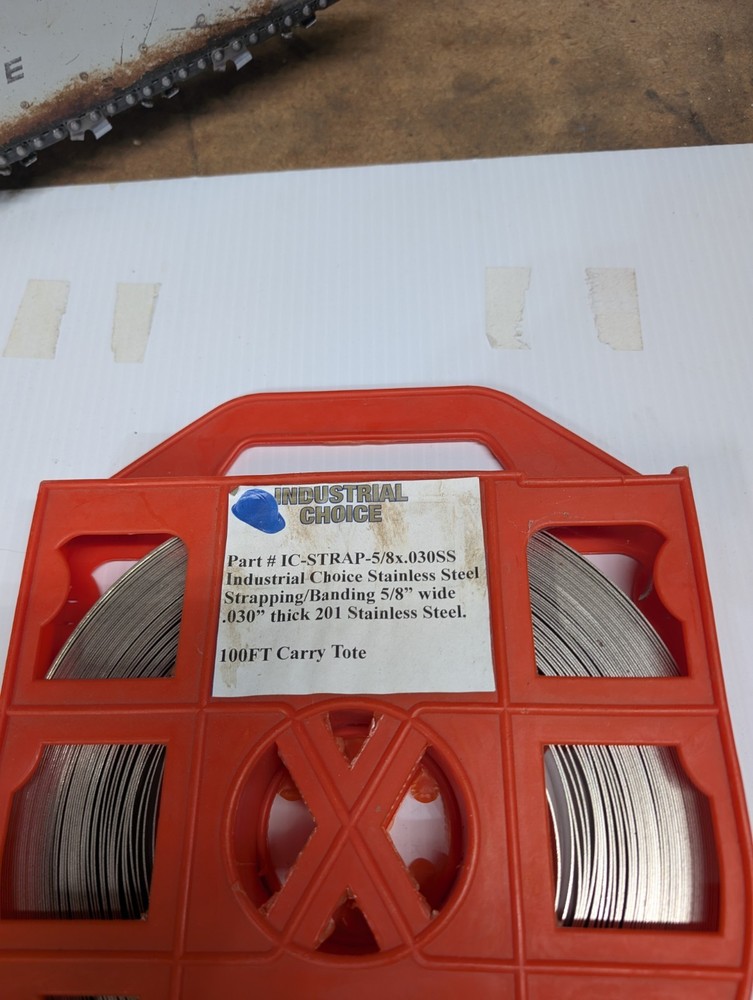 Stainless Steel Strapping Roll Band 100 Feet 5/8 x .030 Inch