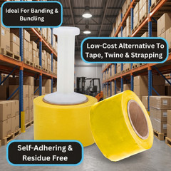 Cast Narrow Banding Stretch Wrap Film 3″x1000′ 80 Ga 18 Rolls Yellow