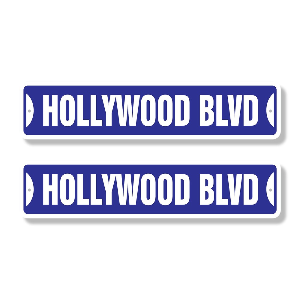 HOLLYWOOD BLVD Street Sign (2 Pack) california boulevard CA tinsel town