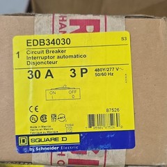 Square D EDB34030 Circuit Breaker 30A 3-Pole 480Y/277V AC Thermal, 1 Pack