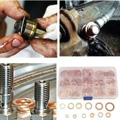 150x Copper Crush Washer Gasket Set Flat Ring Seal Assortment Kit For M5-M22 Kit