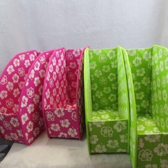 Set of 4 Neatnix Cloth XL Collapsible Magazine Holder Flower Pink Green Dorm