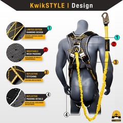 KwikSafety SCORPION DiamondBACK Safety Harness (w/ Attached Lanyard) ANSI OSHA