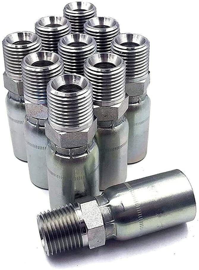 (10-Pack) MP-02-02 | 1/8″ Hose x 1/8″ NPTF Male Pipe Thread Hydraulic Hose End C