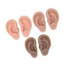 3 Pairs Silicone Ear Model Soft Flexible Ears 3 Colors Artificial Reusable For