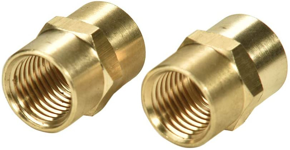 2 Pack Brass 1/4″ NPT Female Coupler Pipe Fitting 1/4 x 1/4 Connector