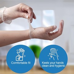 L / XL Size Clear Multipurpose Disposable Vinyl Gloves Powder Free 70pcs Per Box