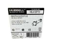 Hubbell Wiring Device-Kellems HBL4100P7W IEC- Pin And Sleeve Connector,100A,480V