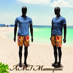 Full body male black mannequin, head and arms turn / rotate manikin +metal base