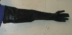 Shoulder Length Black Neoprene Latex Rubber Gloves 15 mils thick 32″ long NEW