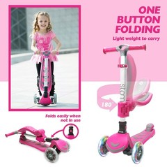 Scooter Kids 3 Years with Seat, Folding Children Scooter 3 Wheels LED Flash Light,…
