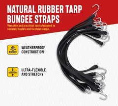 50 Box Of 21″ Natural Rubber Tarp Tie Down Straps Trailer Bungee S Crimped Hook