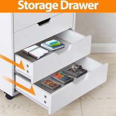 5 Drawer Dresser Rolling Clothing Storage Chest Beside Wall Mobile Store Clothes