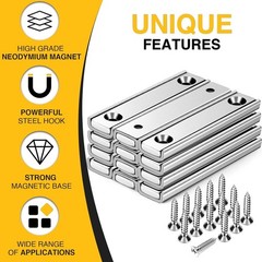 Magnets Strong Neodymium Rectangular Magnetic Bar 4Pack Wall Mounting