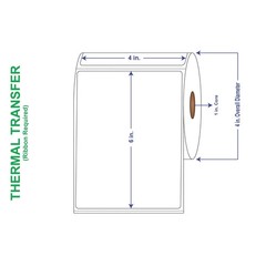 4″ x 6″ Thermal Transfer Labels (Ribbon Required) – 250 labels per roll